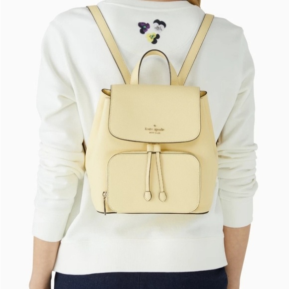 Kate Spade Kristi Medium Flap Butter Yellow Backpack NWT - Picture 4 of 12
